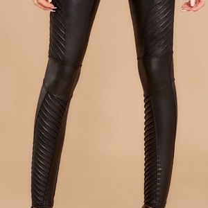 SPANX Black Faux Leather Moto Leggings Small/Petit